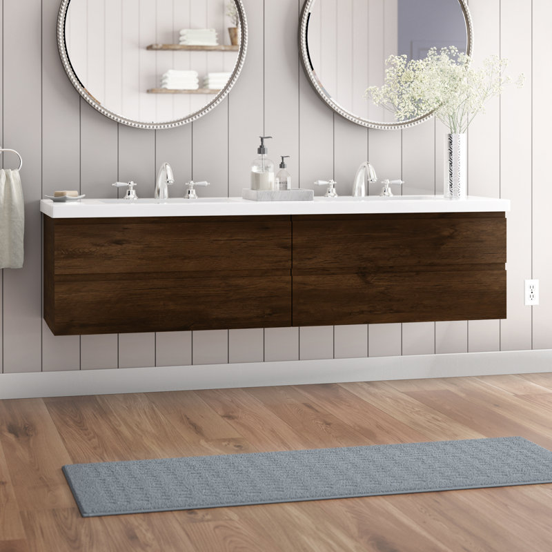 Drason Double Bathroom Vanity with Acrylic Top, Rosewood