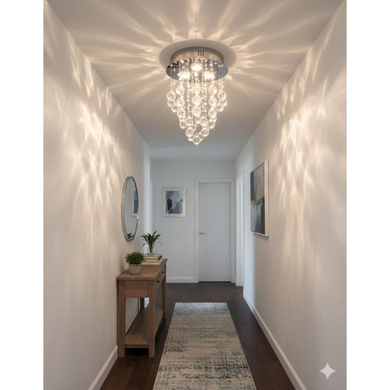 Mendel 3-Light Transitional Crystal Semi Flush Mount , 14.5" H x 12" D