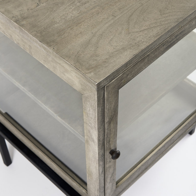 Table de chevet en bois massif Warner, Gris