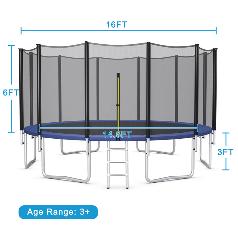 Gymax Round Backyard Trampoline with Safety Enclosure