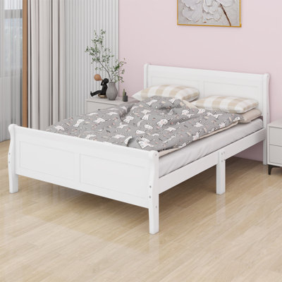 Wooden Platform Bed with Headboard and Footboard