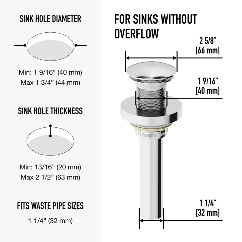 Pop-Up Bathroom Sink Drain, Chrome