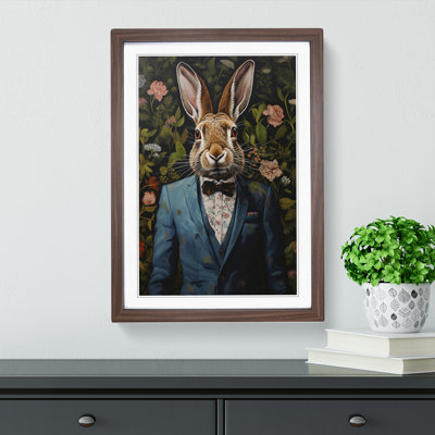 Hare In A Suit Painting No.4 - Single Picture Frame Print on Wood