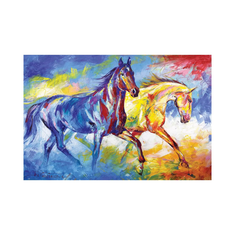 Two Horses by Jos Coufreur - Wrapped Canvas Print, 45.72cm H x 66.04cm W