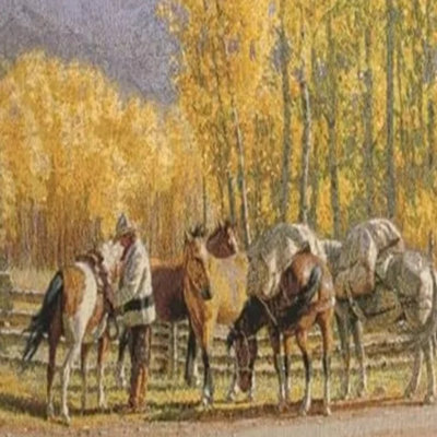  Art mural décoratif en coton tissé le long du sentier d'automne 42 x 35 po