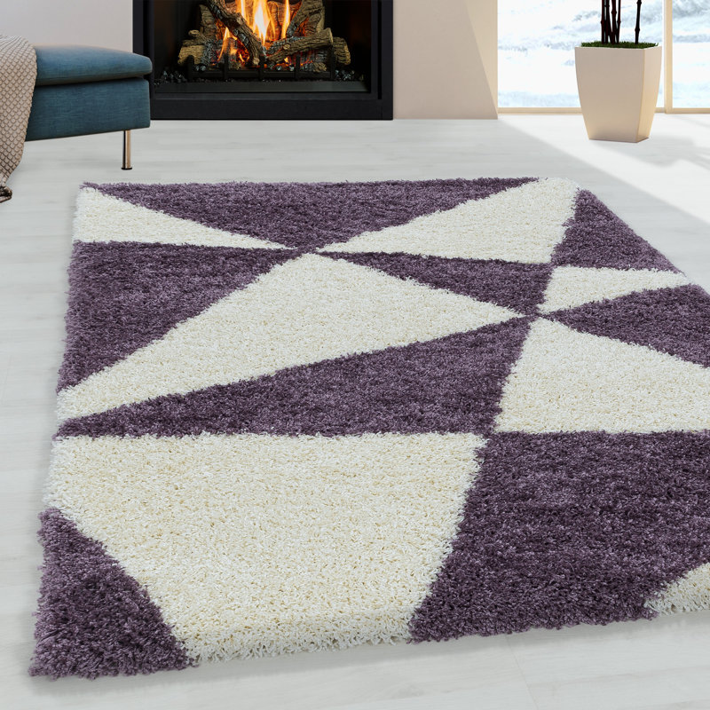 Tappahannock Shaggy Lila/Cream Rug, Rectangle 160 x 230cm