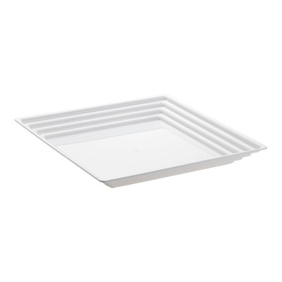 16" x 16" Clear Square with Groove Rim Plastic Serving Trays - 24 Trays