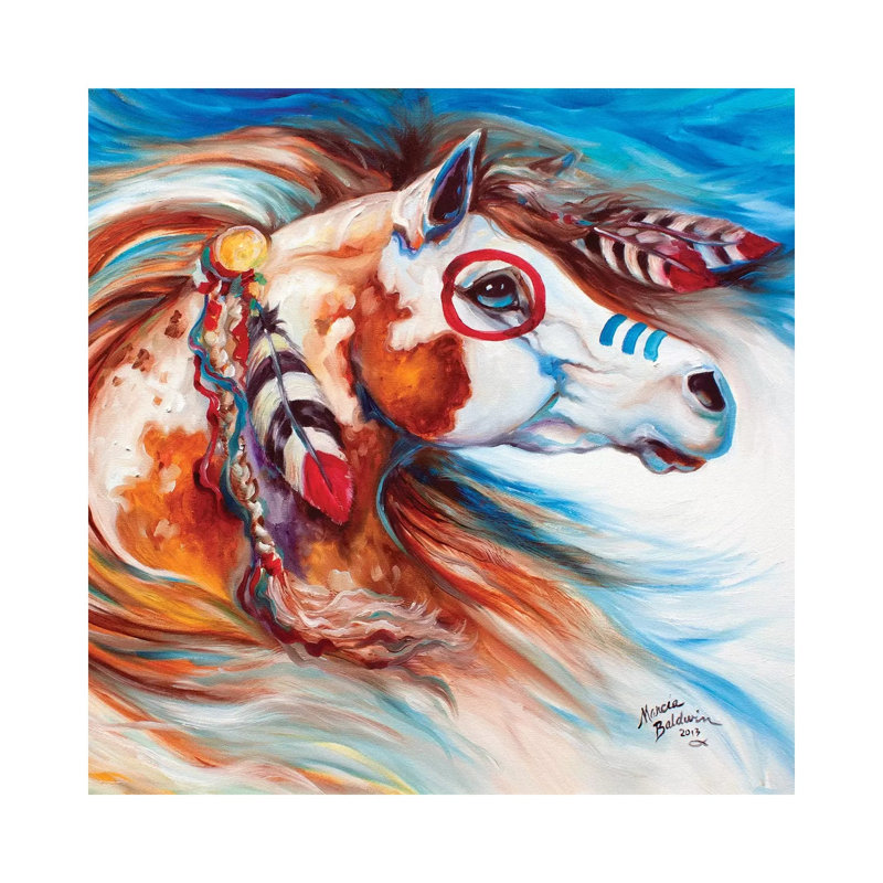 Wind Of Thunder Indian War Horse by Marcia Baldwin - Wrapped Canvas Painting, 30.48 cm H x 30.48 cm W