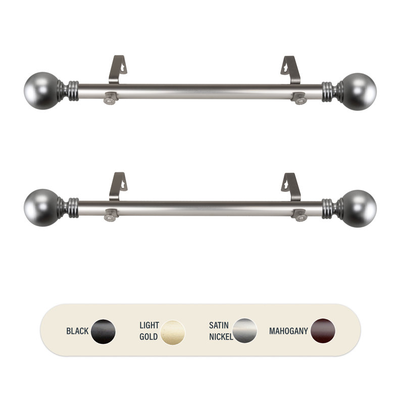 Tringle à rideaux simple Iorio Globe, Nickel satiné