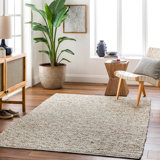 Wiltz Solid Color Flatweave Wool Area Rug in Beige/Black/Brown