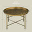 Table basse ronde de 24 po avec plateau martelé, table centrale en métal rétro pour le salon, la chambre à coucher, la table d'appoint, or-1866880414