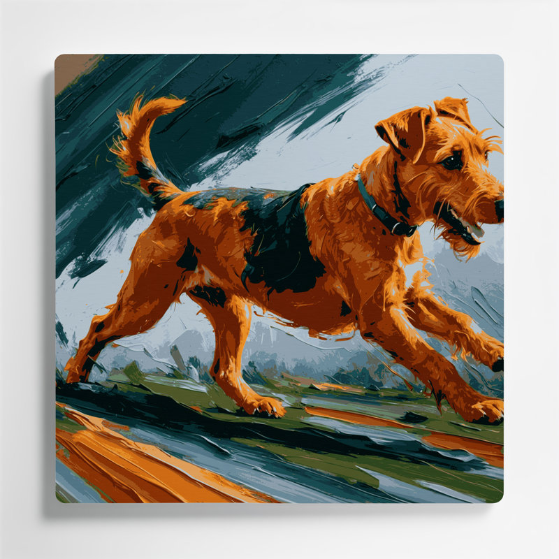 Dogs Irish Terrier, art mural en métal brun, H 16 po x l 16 po