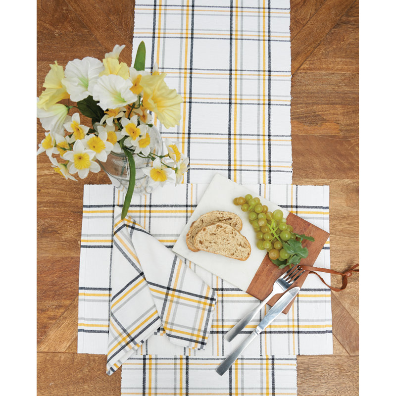 Mahckie Honey Bee Plaid Cotton Table Runner