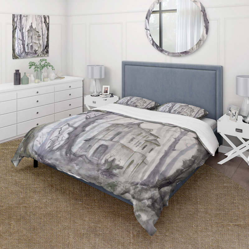 Haunted Castle In The Woods - Ensemble de housse de couette traditionnel - Microfibre de polyester