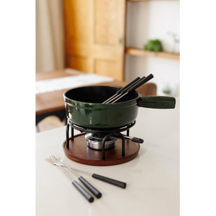 Swissmar Ticino 9 Piece Cast Iron Fondue 9 Piece Set 2 Quart