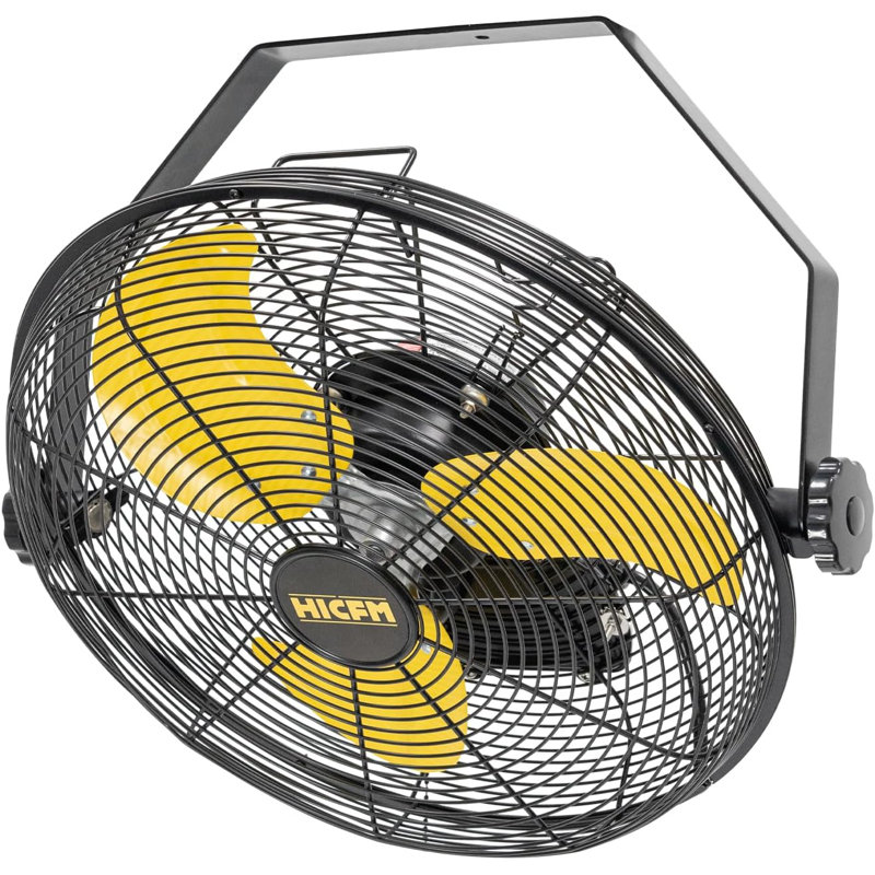 Ventilateur mural extérieur à 3 vitesses en jaune avec moteur IP44, boîtier de contrôle scellé, prise GFCI