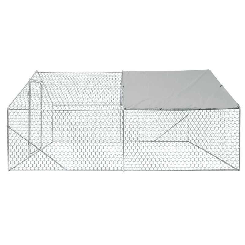 Poulailler en métal pour l'extérieur, H 78,74 po x l 157,48 po x P 118,11 po
