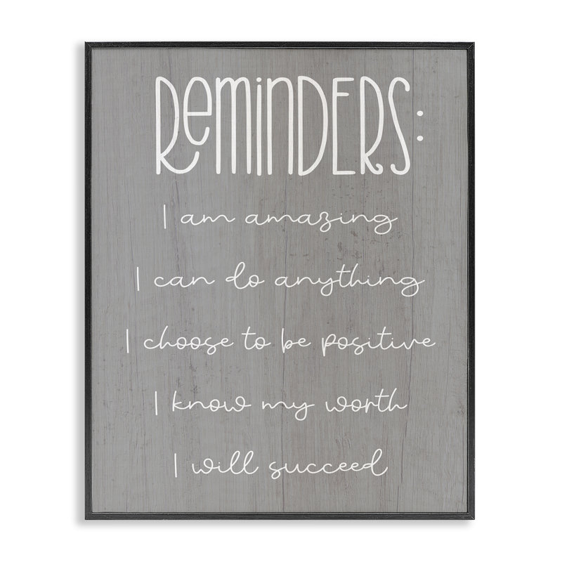 «Self Confidence Reminders», estampe numérique encadrée par Lil 'Rue bh-858, H 14 po x l 11 po, Giclée encadrée noir minuit