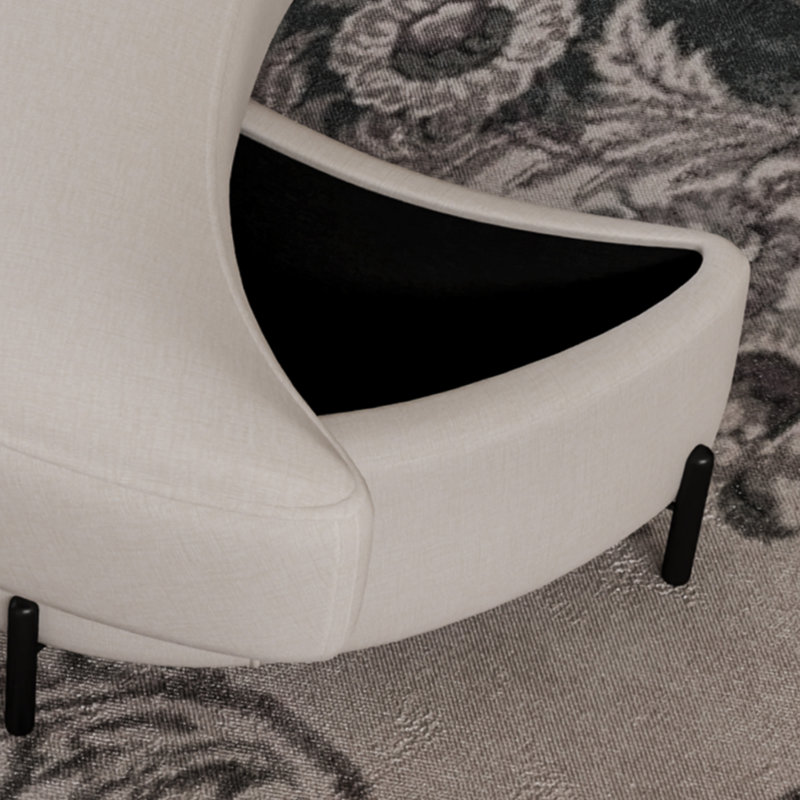 Fauteuil demi-tonneau pivotant moderne surdimensionné avec repose-pieds avec rangement, Chenille beige