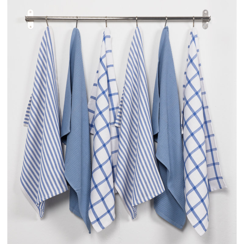 Ensemble de 6 serviettes de cuisine Kaf Home Premium 100% coton, 18 po x 28 po, Blue