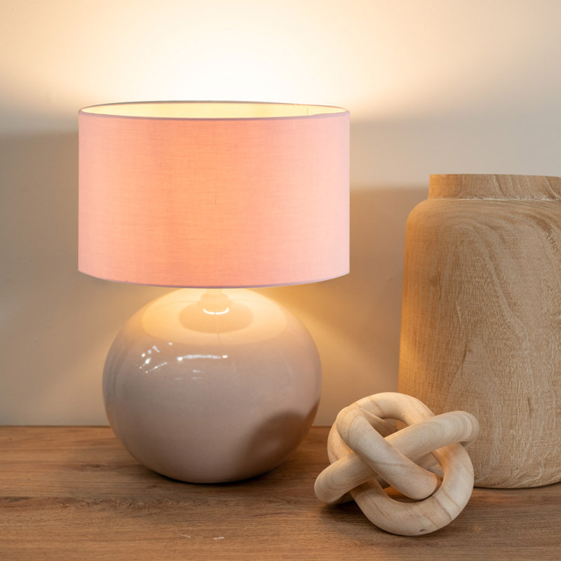Motes Ceramic Table Lamp, Pink, Cream, No