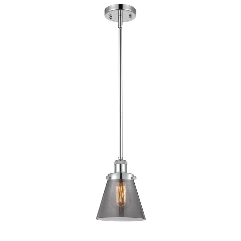 Mini-luminaire suspendu avec tige 6 po Ballston Urban Cone, Plaqué couleur fumée, Chrome poli, DEL