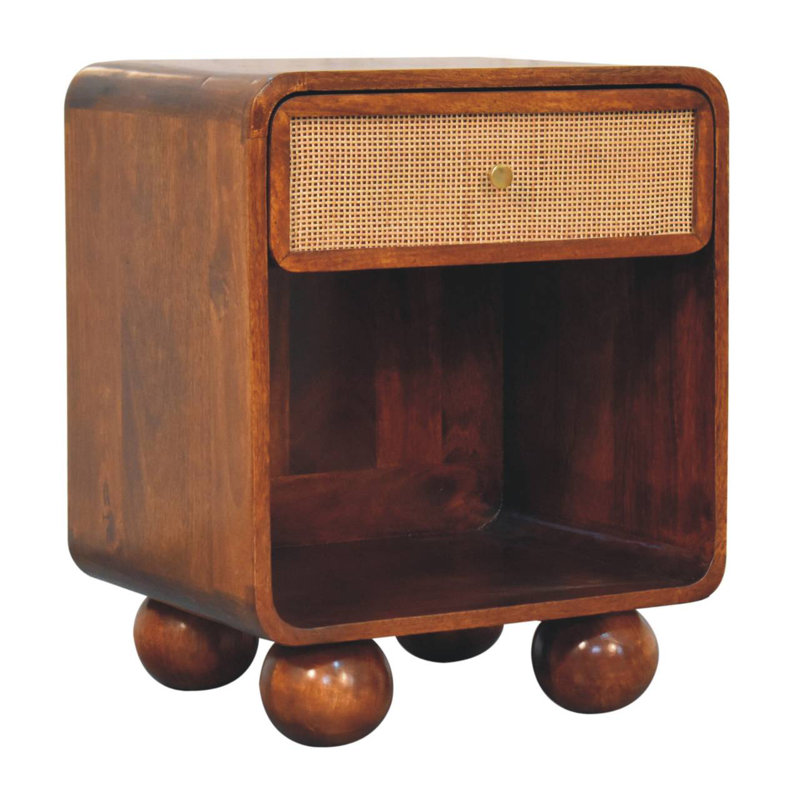 Alvenia 45cm W Solid Wood Bedside Table