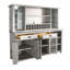 Console Zeka, huche, bar avec tablettes en verre, support à vin, gris