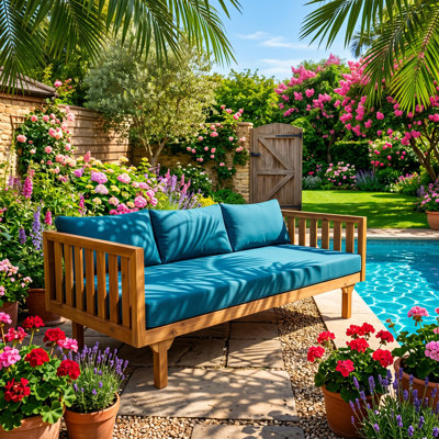 Lit de jour d'extérieur en bois d'acacia massif l 68 po x P 32 po x H 24 po Claremont