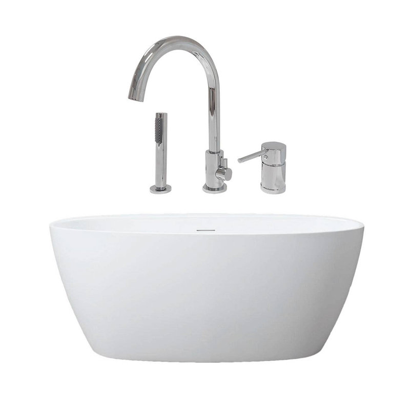67'' x 31.50'' Freestanding Soaking Acrylic Bathtub with Faucet, Chrome