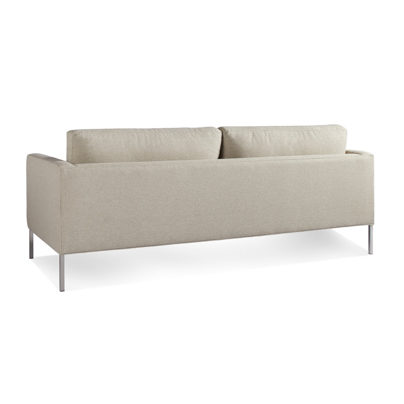 Paramount Sofa, Sanford Black Polyester Blend, Stainless Steel, 32" H x 95" W x 34" D