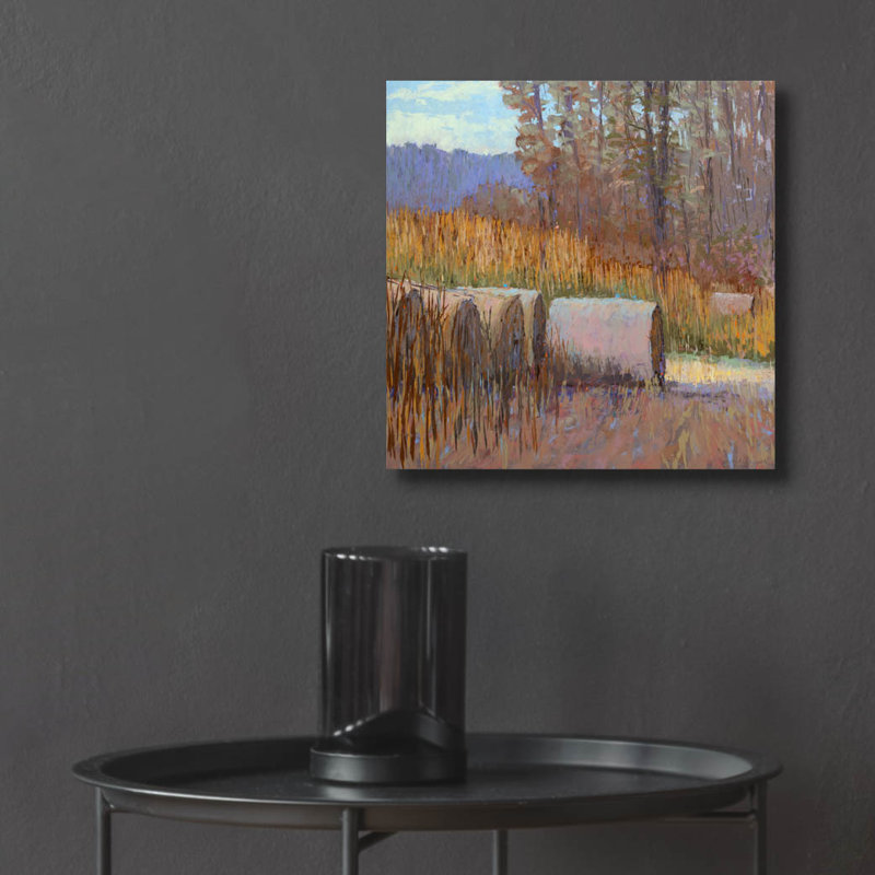 «August Haybales» par Carol Strock Wasson, art mural en verre August August®, H 12 po x l 12 po x P 0,13 po