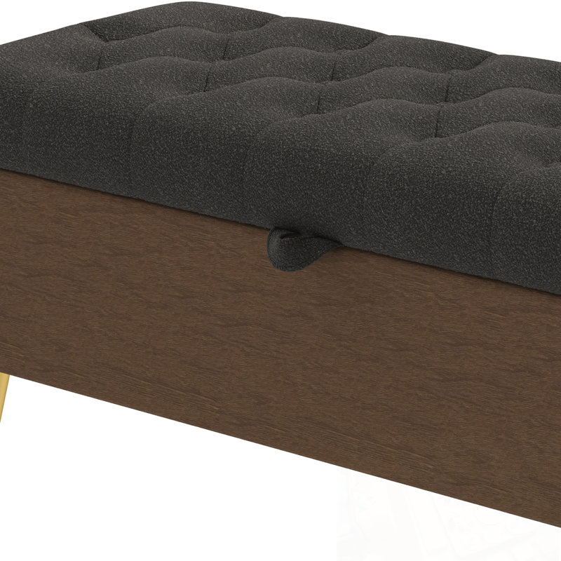 Banc Boucle avec rangement rabattable et siège capitonné, Gris