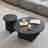 Wabi-sabi black solid wood round coffee table