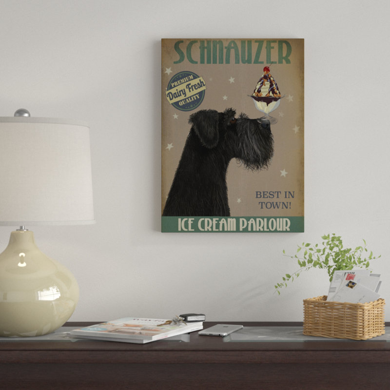 « schnauzer, black, ice crème », reproduction d’impression sur toile tendue, H 19 po x l 14 po x P 2 po