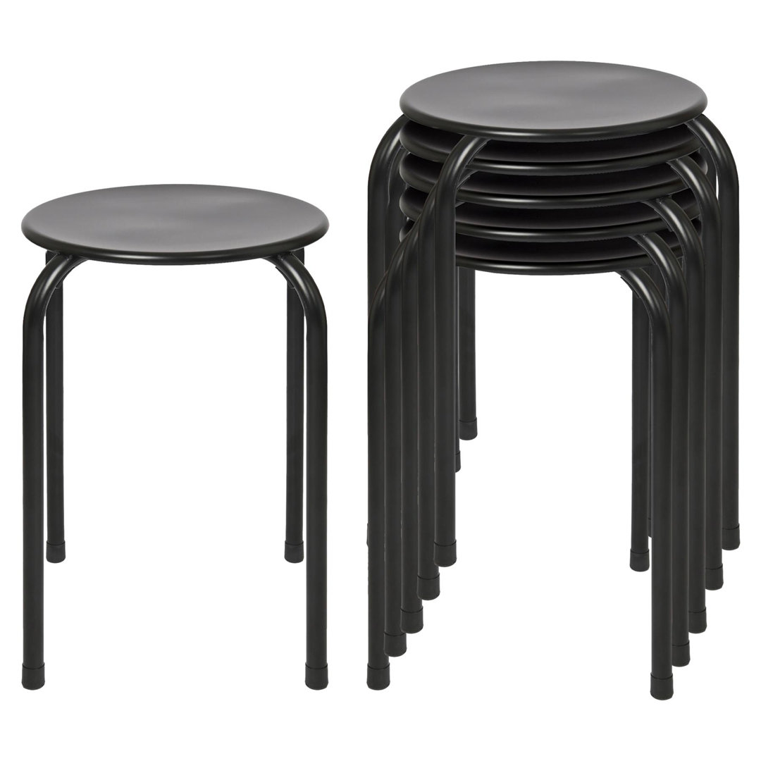 Harbour Housewares Unisex Black 6X Metal Stacking Stools - Lightweight Stackable Kitchen Bedroom Vanity Seat In Small - Image 2