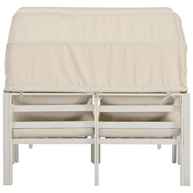 Miten 138cm Wide Patio Sofa with Cushions, Beige, White
