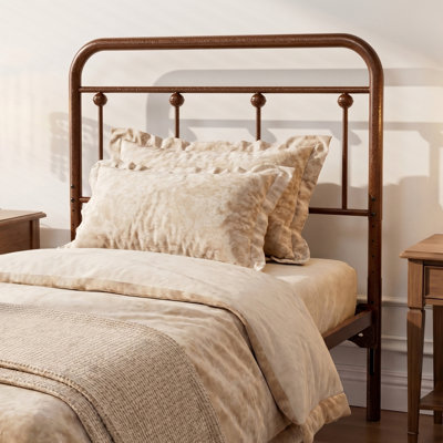 Metal Twin Size Headboard, Adjustable Height, Farmhouse Victorian Style, Twin/Twin Xl Headboard Only For Bedroom, Easy Assembly, Brown