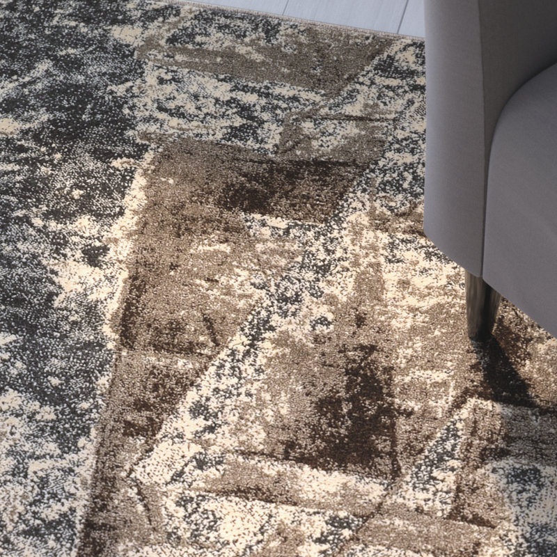 Baylen Abstract Gray/Beige Area Rug, Rectangle 5' x 7'6"