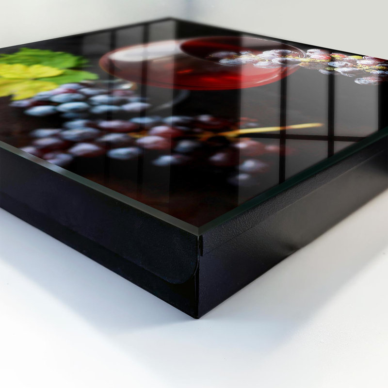 Key storage cabinet, Opens to the left, 30x30x5, Black, A glass of wine and a bunch of grapes, 