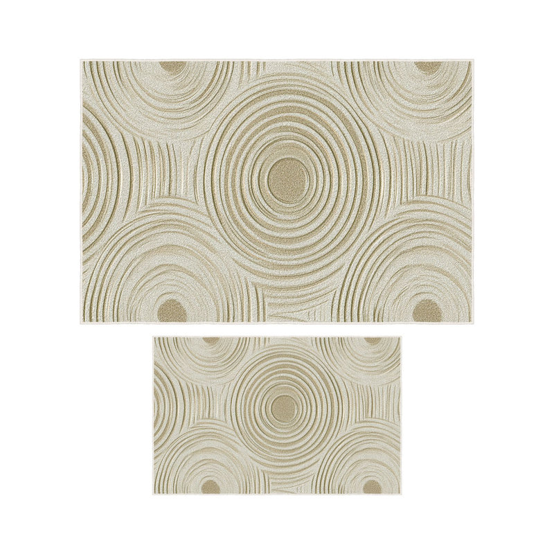 Ultra-Soft Bathmat Set (2 Pieces), Beige, 19.7 x 23.6 inches & 23.6 x 39.4 inches | 100% Polyester, 650 g/m², 0.2 in Pile Height | Non-Slip Dot Base, Machine Washable, Perfect for Bathroom Comfort & Safety