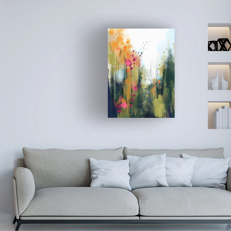 «Wildwood» par Ishita Banerjee - peinture sur toile tendue, H 19 po x l 14 po x P 2 po