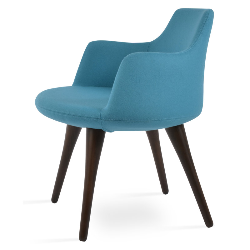 Dervish Metal Solid Back Arm Chair, Turquise Wool