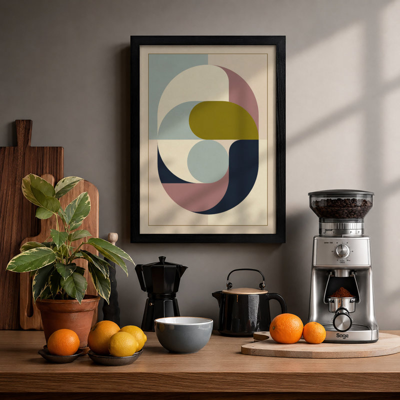 Interlocking Geometry Geometric - Framed Print, A1 - 84.1 x 59.4 cm, Black