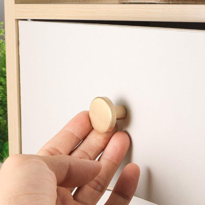 Brass Cabinet Knobs, 6 Pack Brushed Gold Kitchen Cabinet Hardware Pulls, Round Dresser Drawer Knobs For Cupboard Furniture Wardrobe Door Handles, Includes Screwdriver For Easy Installation