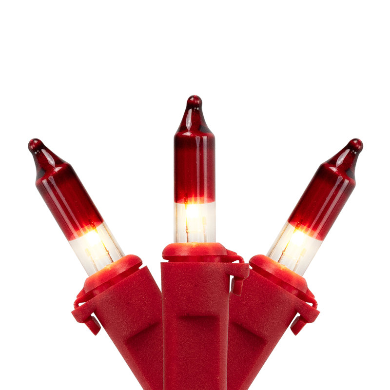 Mini ensemble de lumières de Noël - fil vert, 135", Transparent / Rouge