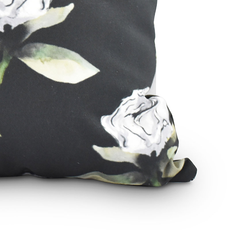 Housse et insert de coussin carré Fickle Florals, Noir, 26 po x 26 po