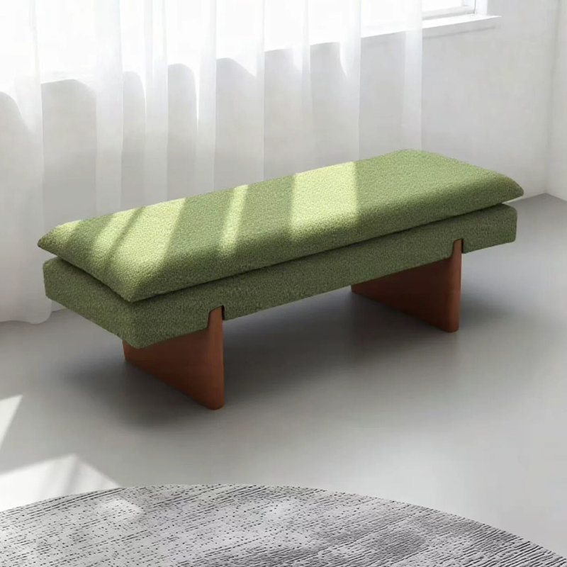 Banc rembourré vert en bois massif, H 17,72 po x l 39,37 po x P 15,75 po
