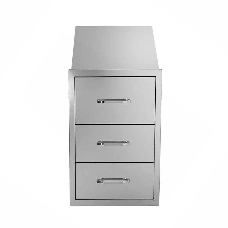 Meuble de cuisine en acier inoxydable avec 3 tiroirs et porte-essuie-tout, organisateur de rangement durable pour une utilisation sur le comptoir ou sous les armoires.