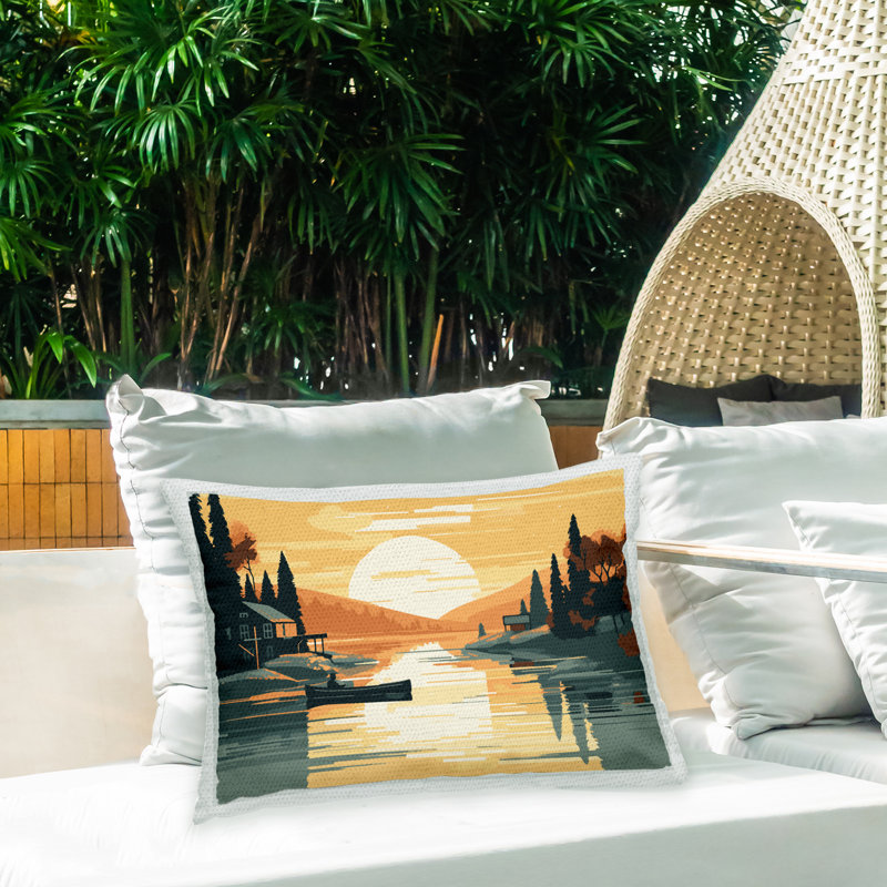 Coussin d'extérieur Canoe & Lake Sunset